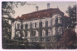 Zamek dawniej, źródło: „Dtsch.-Lissa”, kartka pocztowa ze zbioru kolekcji Marcina Gawłowicza